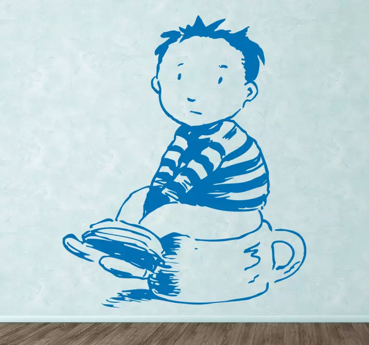 Child Sitting Cup kid's sticker - TenStickers