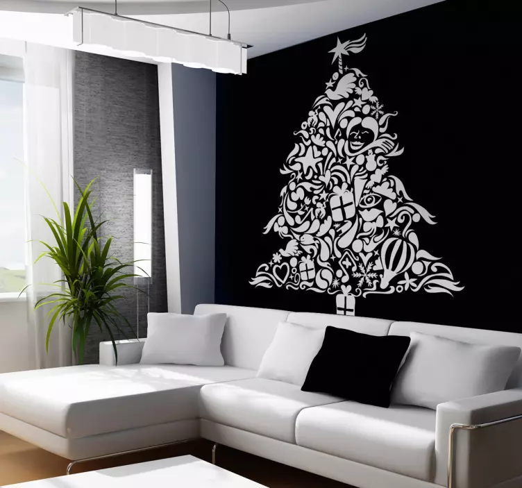 Christmas Feature Tree Wall Sticker - TenStickers