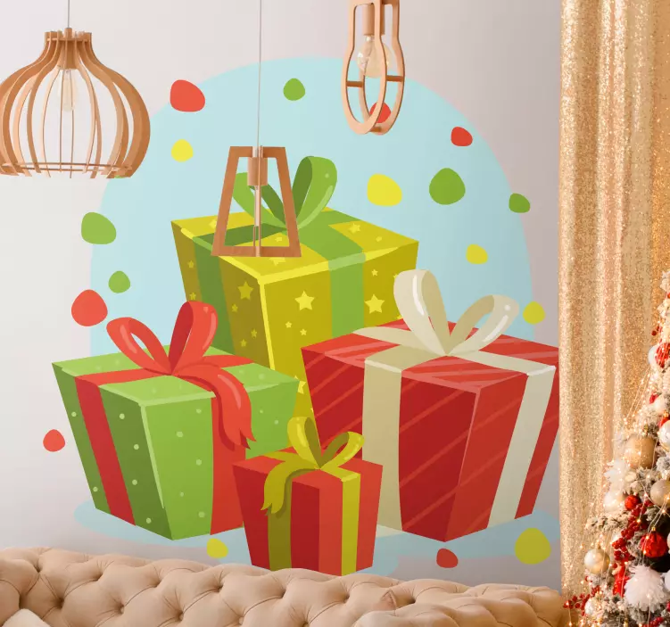 Christmas gifts background christmas decal - TenStickers