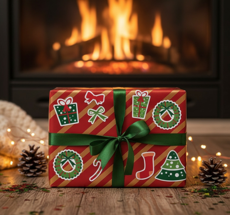 Christmas sticker featuring timeless holiday symbols - TenStickers