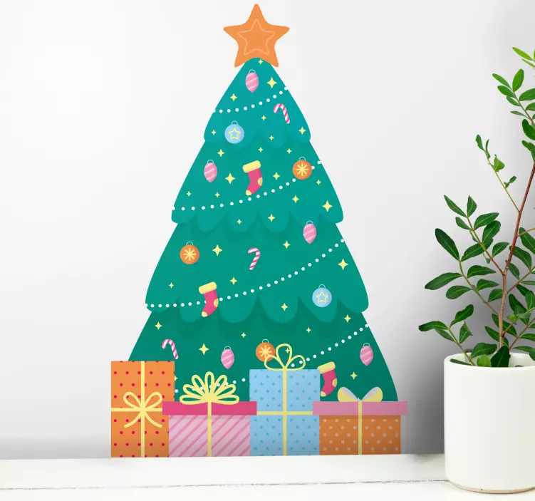 Tree with lights Do it Yourself Christmas decal - TenStickers