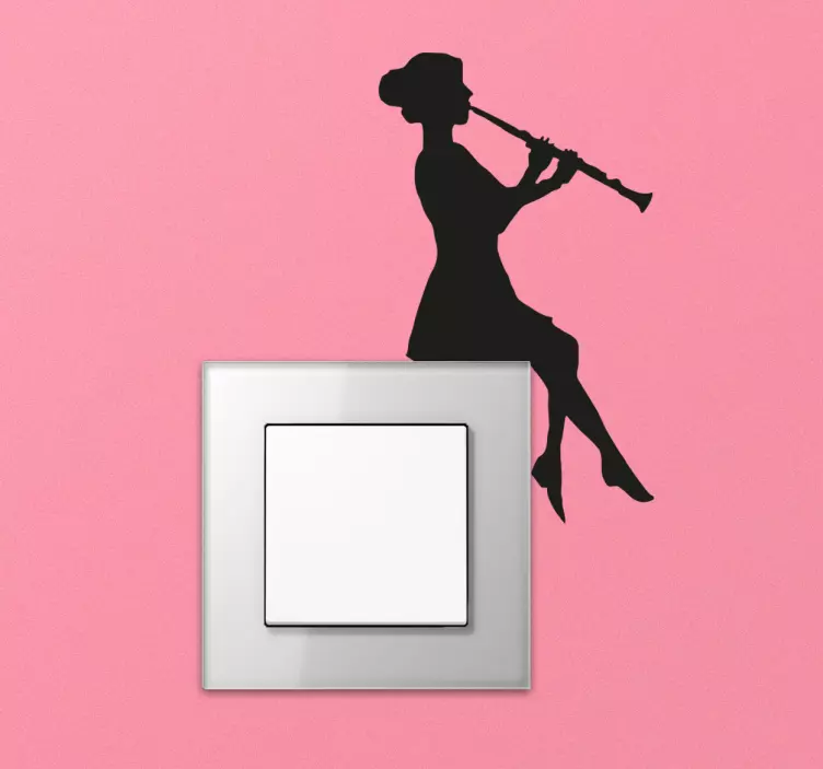 Clarinet woman silhouette light switch sticker - TenStickers