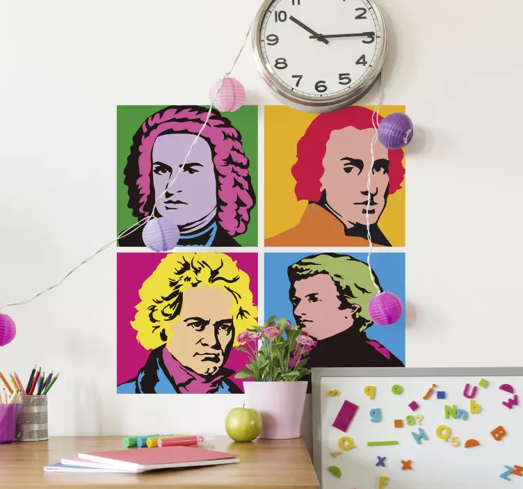 Classic Composers Portraits musical stickers - TenStickers