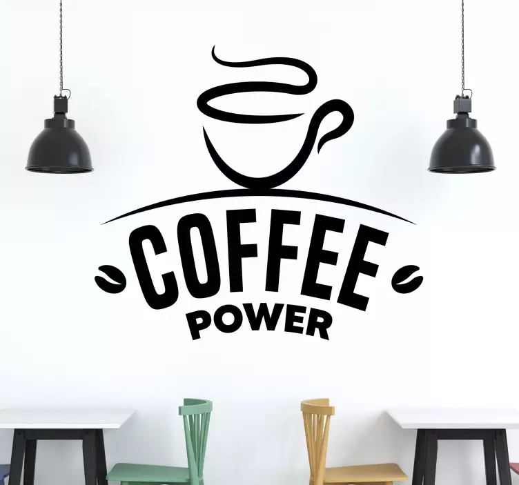 Coffee Power Quote cuisine wall sticker - TenStickers