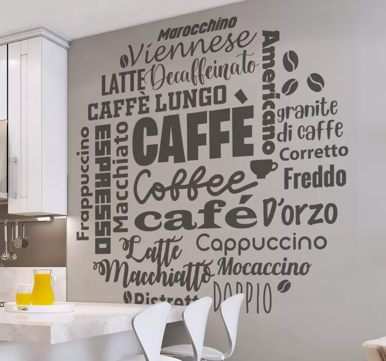 Coffee types drink vinyl decal - TenStickers