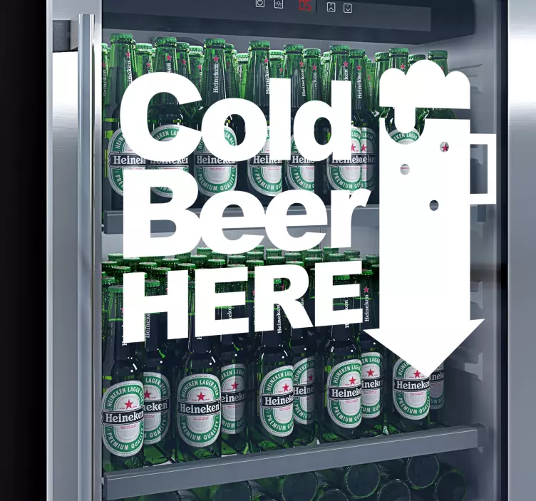 Cold beer here fridge sticker - TenStickers