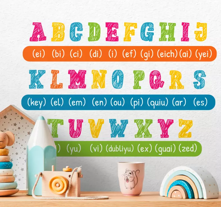 English colorful chart  abc wall stickers - TenStickers