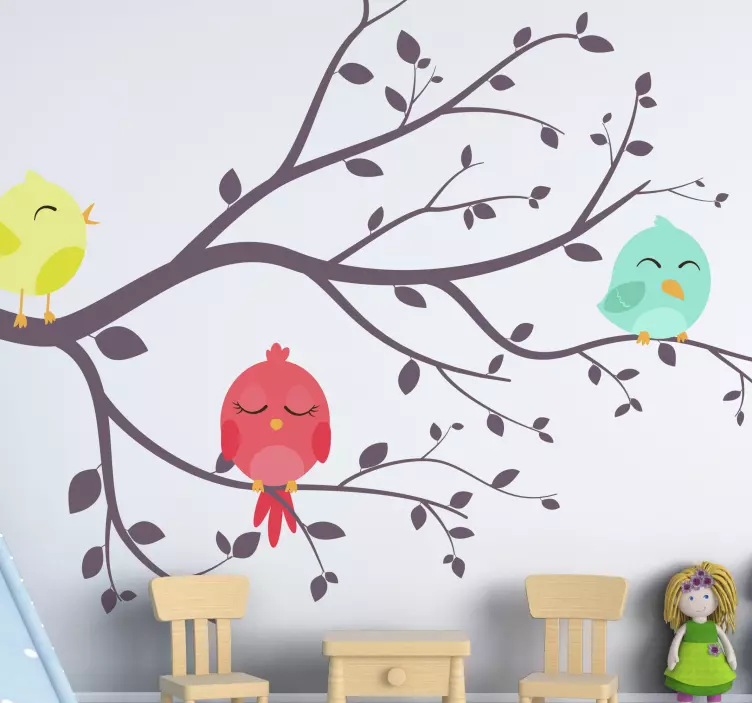 Colorful Cartoon Birds bird sticker - TenStickers