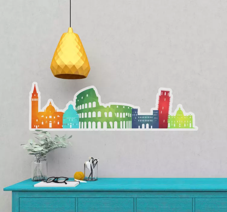 Colorful City Skyline location sticker - TenStickers