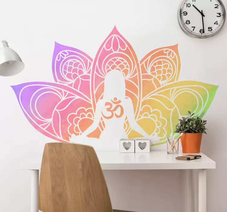 Colorful Lotus Pattern decoration wall sticker - TenStickers