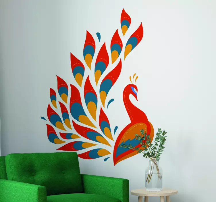 Colorful Peacock Feather bird sticker - TenStickers