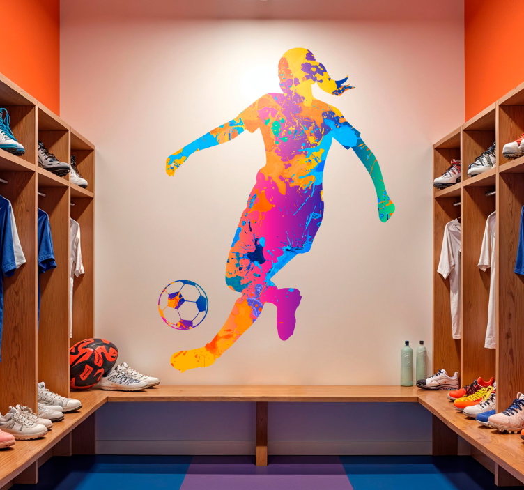 Colorful player football sticker - TenStickers