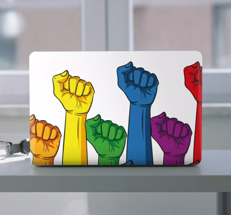 Colorful raised fists laptop skin - TenStickers