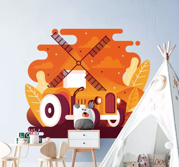 Colorful Tractor Illustration farm animal sticker - TenStickers