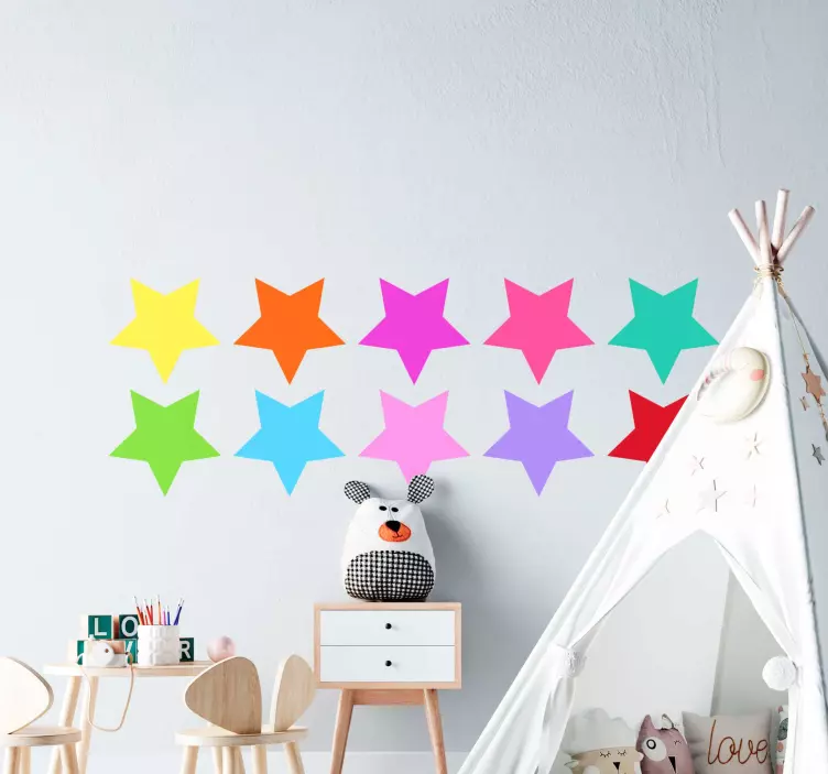 Coloured stars floor sticker - TenStickers