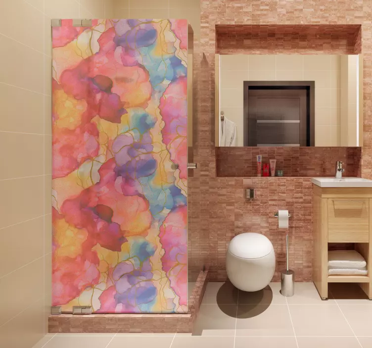 Colourful Marble Texture Shower Screen Sticker - TenStickers