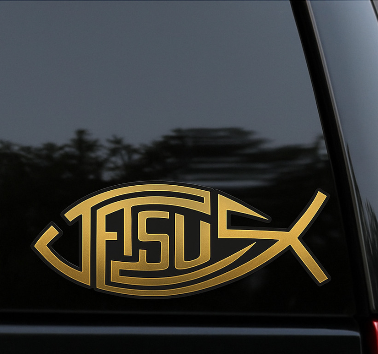 Compact Jesus fish car sticker - TenStickers