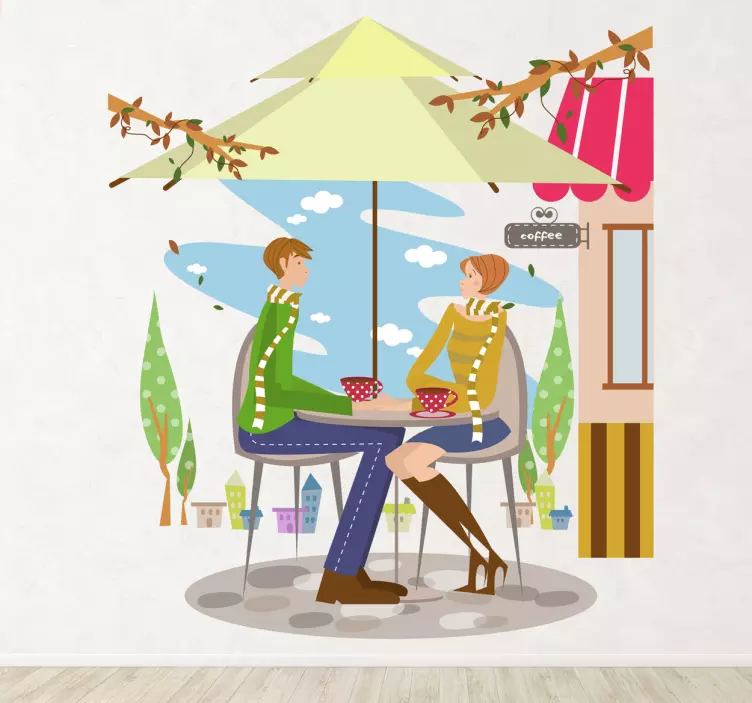 Couple on Terrace Wall Sticker - TenStickers