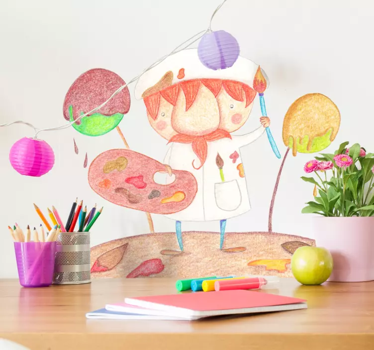 Creative Cartoon Artist kid's sticker - TenStickers