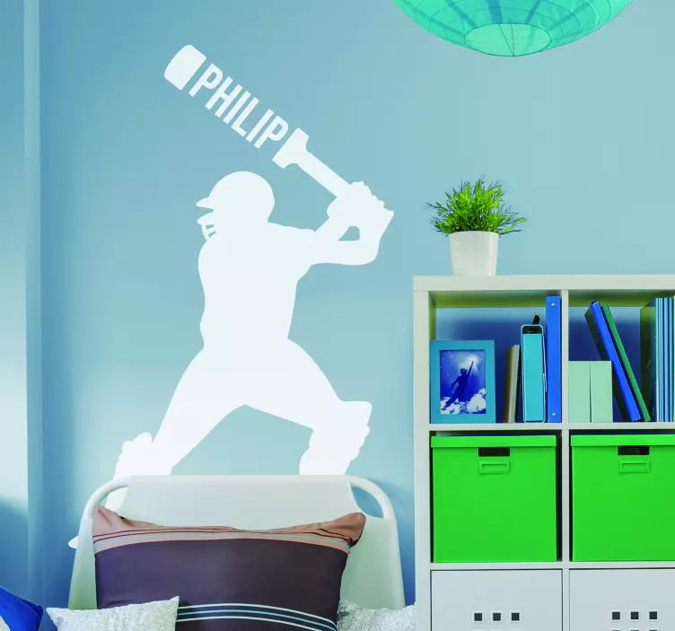 Cricket Batsman Home Wall Sticker - TenStickers
