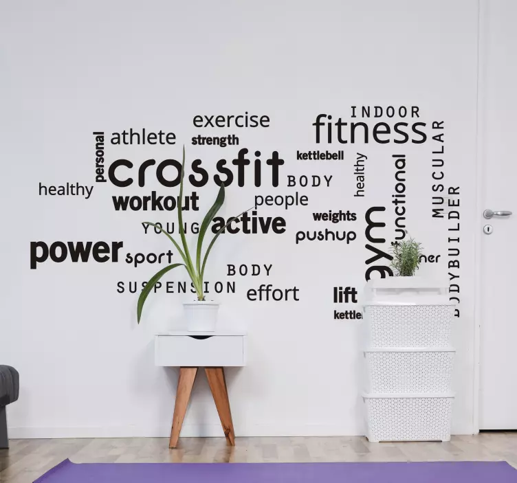 Crossfit gym words text wall sticker - TenStickers
