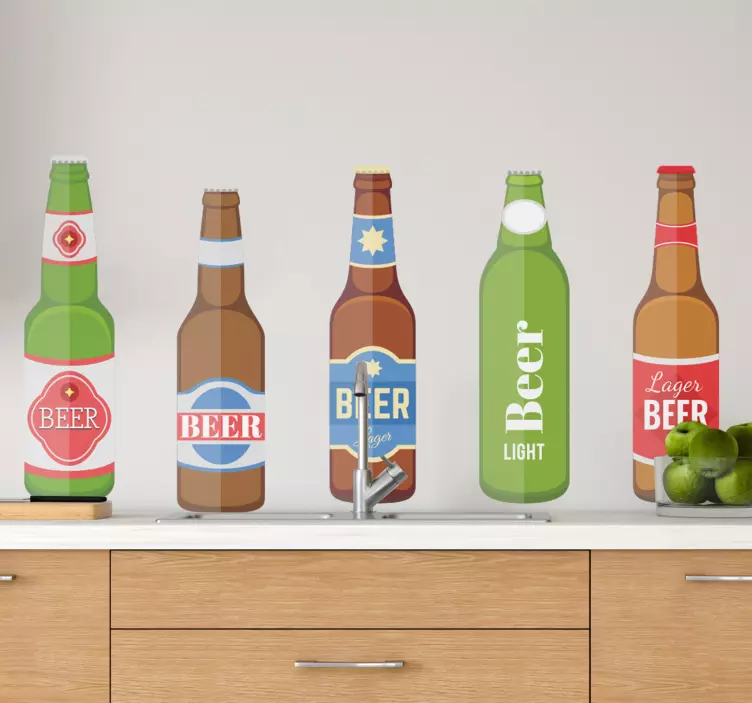 Cuisine wall sticker beer bottle design - TenStickers