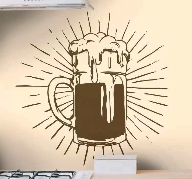 Cuisine wall sticker beer mug design - TenStickers