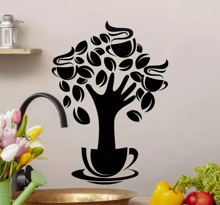 Cuisine wall sticker coffee tree design - TenStickers