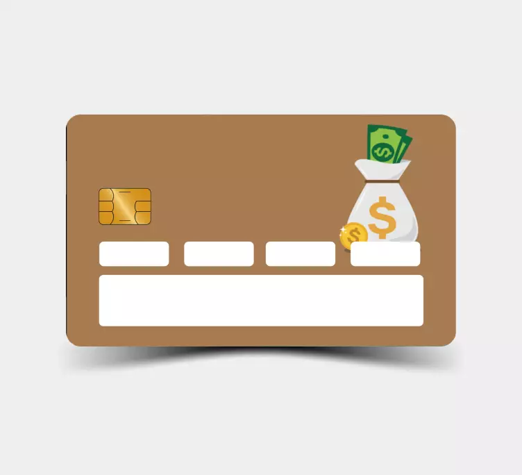 Currency Pouch Illustration credit card sticker - TenStickers