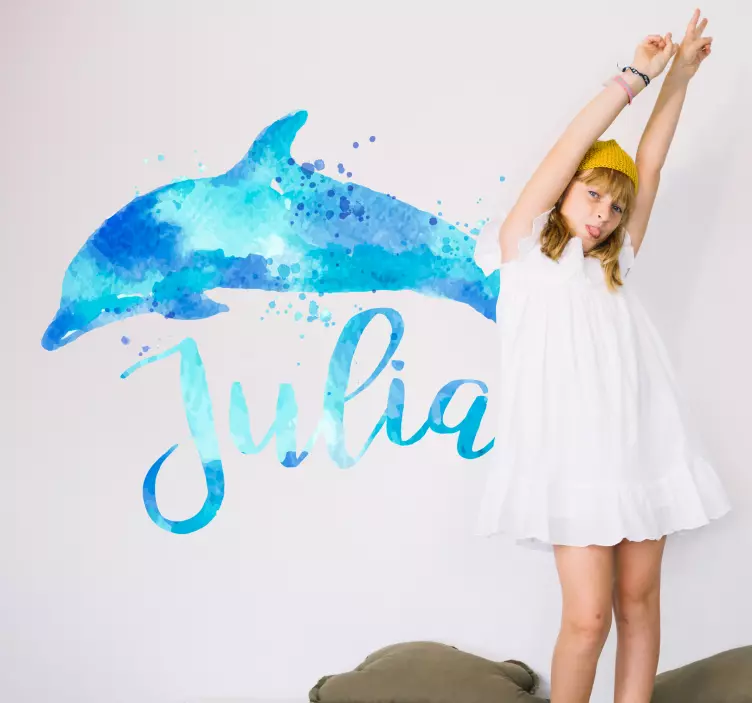 custom dolphin water texture fish wall sticker - TenStickers