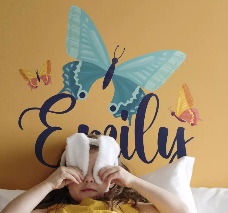 Custom name bicolor butterflies stickers - TenStickers