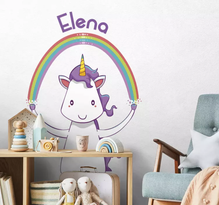Custom Unicorn Rainbow kid's sticker - TenStickers