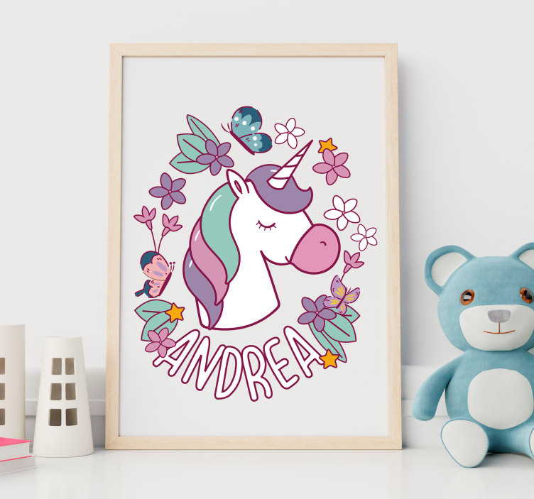 Customizable unicorn and butterfly Decal - TenStickers