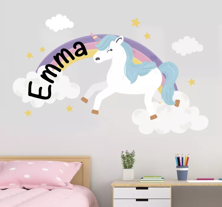 Customizable unicorn rainbow decal for kid - TenStickers