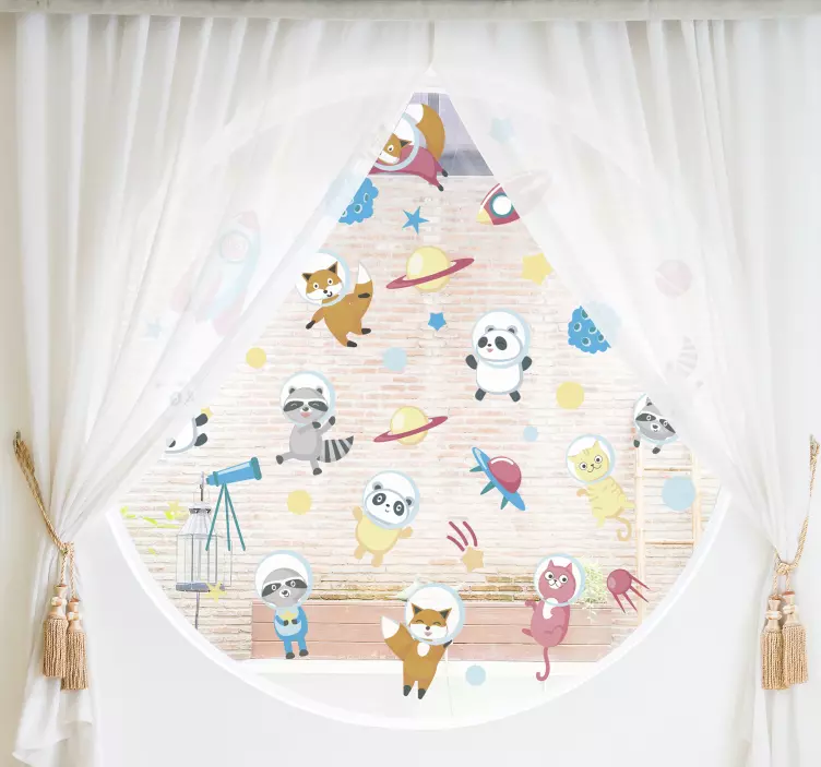 Cute Animal Astronauts pet sticker - TenStickers