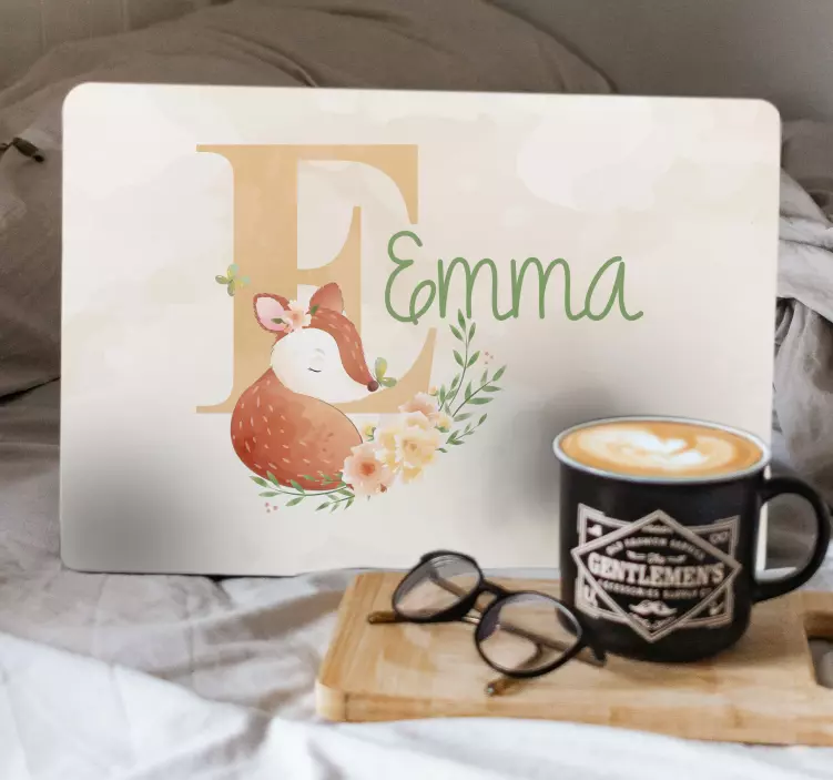 Cute animals deer with name laptop skins - TenStickers