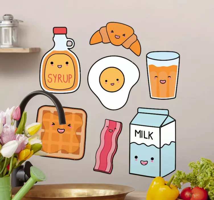 Cute Breakfast Items cuisine wall sticker - TenStickers