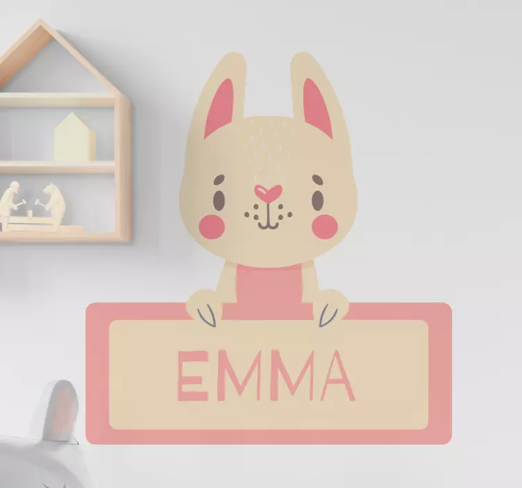 Bunny with name kid's sticker - TenStickers