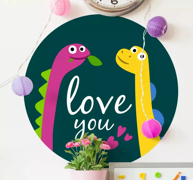Cute Dinosaur Love dragon wall sticker - TenStickers