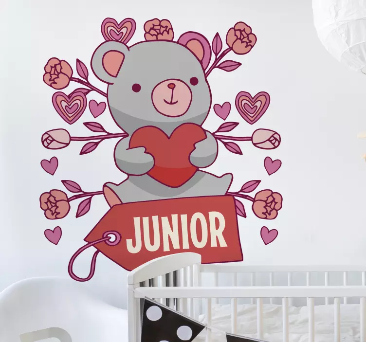 Cute Heartfelt Bear kid's sticker - TenStickers