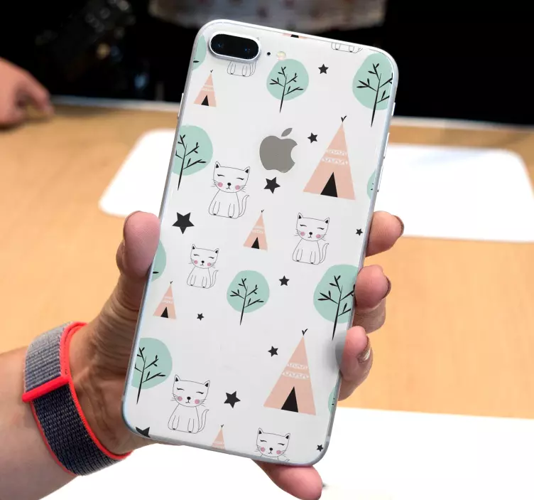 CUTE KITTEN PATTERN iPhone sticker - TenStickers