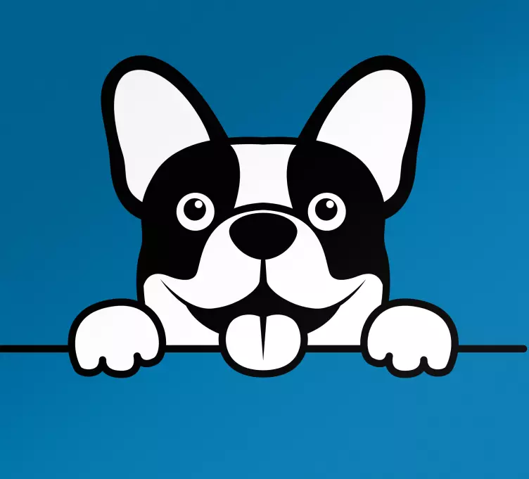 Cute monocolor dog peeking car decal - TenStickers