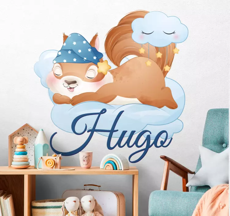 Cute Sleeping Squirrel kid's sticker - TenStickers