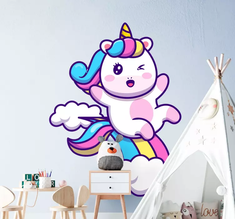 Cute Unicorn Character cat sticker - TenStickers