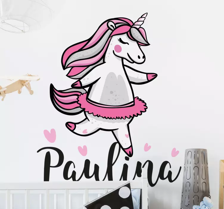 Cute unicorn in a skirt  personalized decal - TenStickers