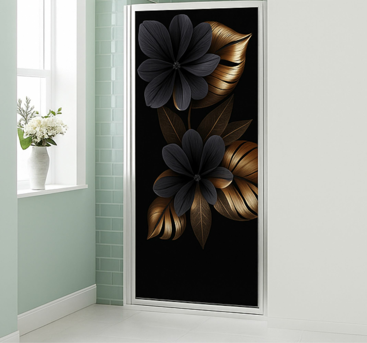 Dark botanical chic shower screen sticker - TenStickers