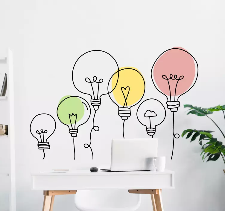 Decoration wall sticker colorful light bulbs - TenStickers