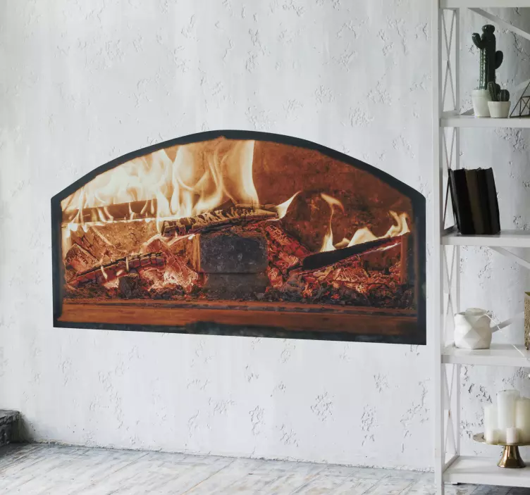 Decoration wall sticker realistic fireplace scene - TenStickers