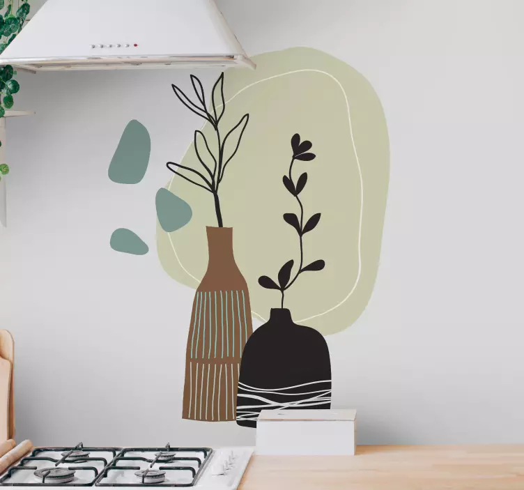 Decoration wall sticker vases with greenery - TenStickers