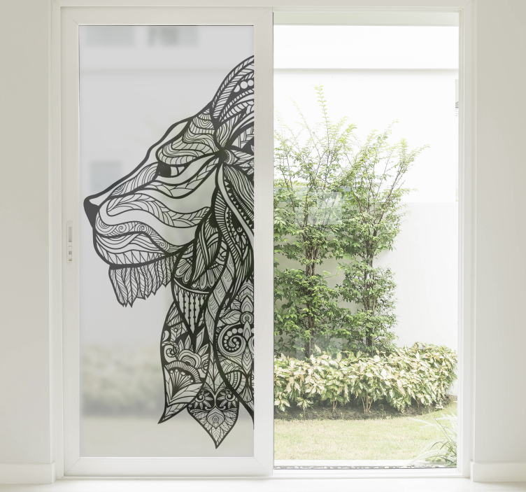 decorative mandala lion head window film - TenStickers